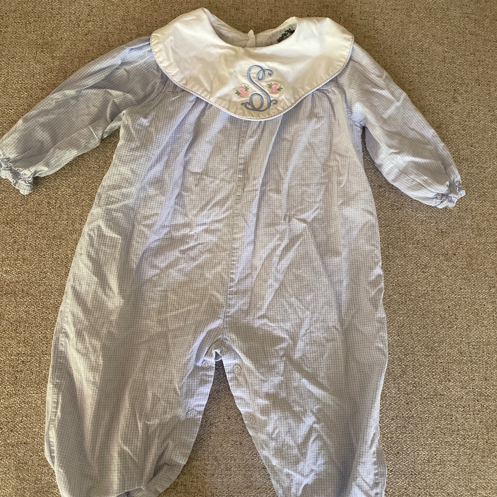 Cecil and Lou  long romper with “S” monogram 24 month